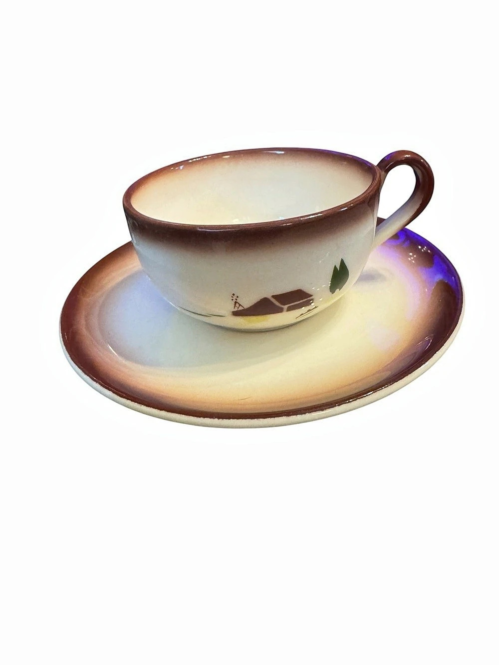 Vintage Brock of California Brown Drip Glaze Teacup & Saucer Set